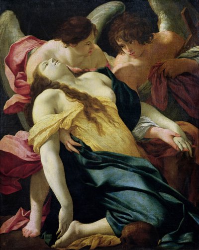 Maria Magdalena gedragen door Engelen door Simon Vouet